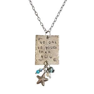 "No One Is Youer Than You" Artisan Sterling Silver Pearl & Starfish Necklace